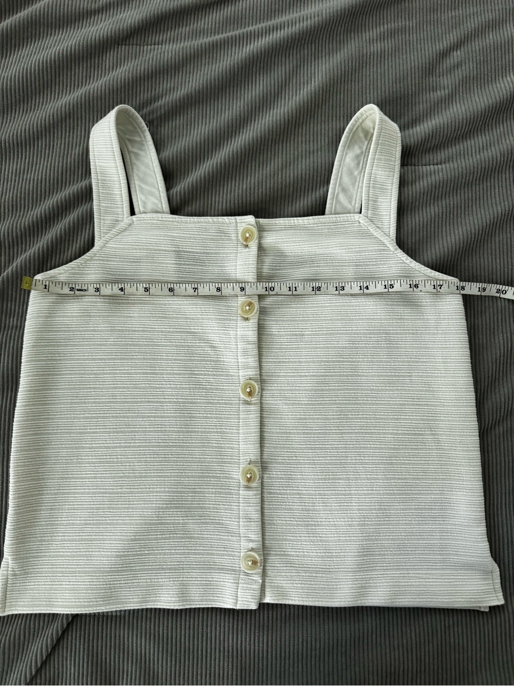 J. Crew Cream Ribbed Button-Front Tank - Picture 5 of 7